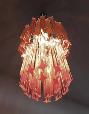 Murano Chandelier – Quadriedri – 46 prisms – Pink