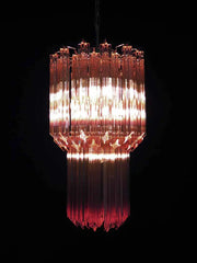 Murano Chandelier – Quadriedri – 46 prisms – Pink