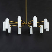 Reed Round Modern Triplex Opal Glass Chandelier