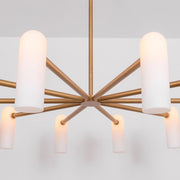 Reed Round Modern Triplex Opal Glass Chandelier