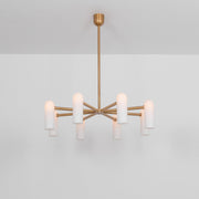Reed Round Modern Triplex Opal Glass Chandelier