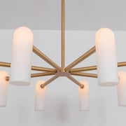 Reed Round Modern Triplex Opal Glass Chandelier