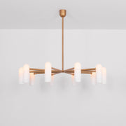 Reed Round Modern Triplex Opal Glass Chandelier