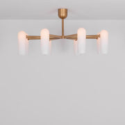 Reed Round Modern Triplex Opal Glass Chandelier
