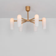 Reed Round Modern Triplex Opal Glass Chandelier