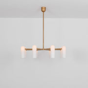 Reed Round Modern Triplex Opal Glass Chandelier