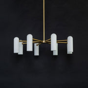 Reed Round Modern Triplex Opal Glass Chandelier