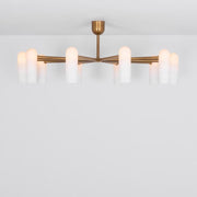 Reed Round Modern Triplex Opal Glass Chandelier