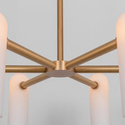 Reed Round Modern Triplex Opal Glass Chandelier