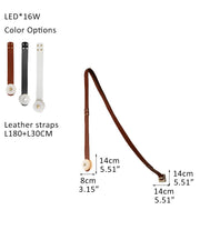 LED Mini SNAPS Module Ceiling Alabaster Pendant Light with Brown Leather Straps