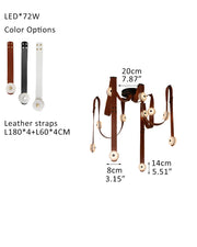 LED Mini SNAPS Module Ceiling Alabaster Pendant Light with Brown Leather Straps