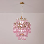 Pink Murano Glass Prism Chandelier