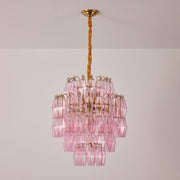 Pink Murano Glass Prism Chandelier