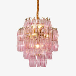 Pink Murano Glass Prism Chandelier