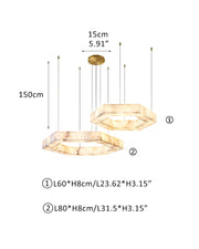 LED Hexagon Marble Pendant Lamp | Double/Triple Ring Design