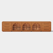 Rowan Arched Oak Modular Media Console - 3 Cabinets - Themodhome product image 03