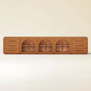Rowan Arched Oak Modular Media Console - 3 Cabinets - Themodhome product image 01