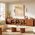 Rowan Arched Oak Modular Media Console - 3 Cabinets - Themodhome product image 06