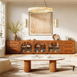 Rowan Arched Oak Modular Media Console - 3 Cabinets - Themodhome product image 02