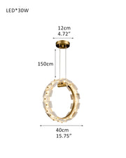 Antique Brass Ring Frame Round Halo Alabaster Modern Lighting Chandelier Wide 31