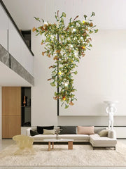 Green/Brown Ginkgo Leaf Restaurant chandelier