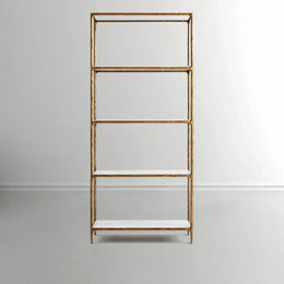 Hand-Forged Metal White Marble Shelving