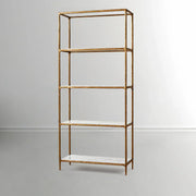 Hand-Forged Metal White Marble Shelving