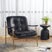 Hand-Forged Metal Black Leather Accent Chairs