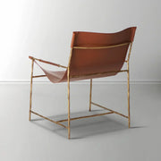 Hand-Forged Metal Brown Leather Lounge Chair