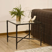 Hand-Forged Metal Glass Square Side Table 18