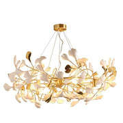 Ceramics Ginkgo Brass Round Branch Chandelier