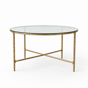 Hand-Forged Metal Glass Round Dining Table