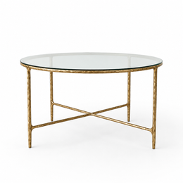 Hand-Forged Metal Glass Round Dining Table