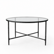 Hand-Forged Metal Glass Round Dining Table