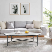 Hand-Forged Metal Marble Round Coffee Table 36