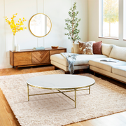 Hand-Forged Metal Marble Round Coffee Table 36