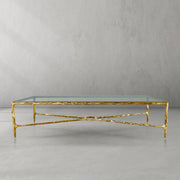 Hand-Forged Metal Rectangle Glass Coffee Table