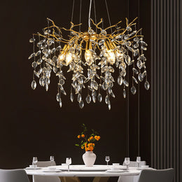 Leek Gold Crystal Branch Chandelier 24