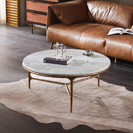 Hand-Forged Metal Marble Round Coffee Table 3 Legs 35