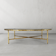 Hand-Forged Metal Glass Round Coffee Table 36
