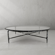 Hand-Forged Metal Glass Round Coffee Table 36