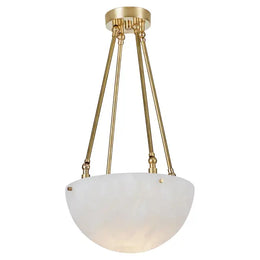 Moon' Alabaster and Brass Pendant Lamp