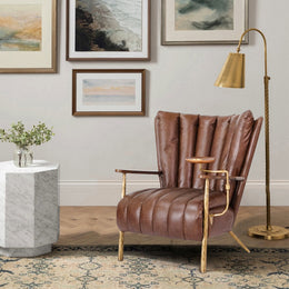 Hand-Forged Metal Vintage Leather Armchair Cigar Chair