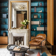 Hand-Forged Metal Brown Leather Accent Chairs