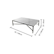 Hand-Forged Metal Rectangle Marble Coffee Table