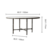 Hand-Forged Metal Marble Round Dining Table