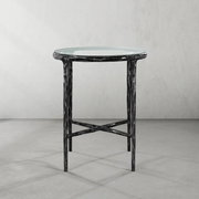 Hand-Forged Metal Glass Round Side Table 18