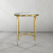 Hand-Forged Metal Glass Round Side Table 18