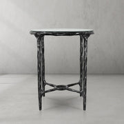 Hand-Forged Metal Glass Round Side Table 18