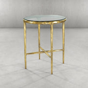 Hand-Forged Metal Glass Round Side Table 18